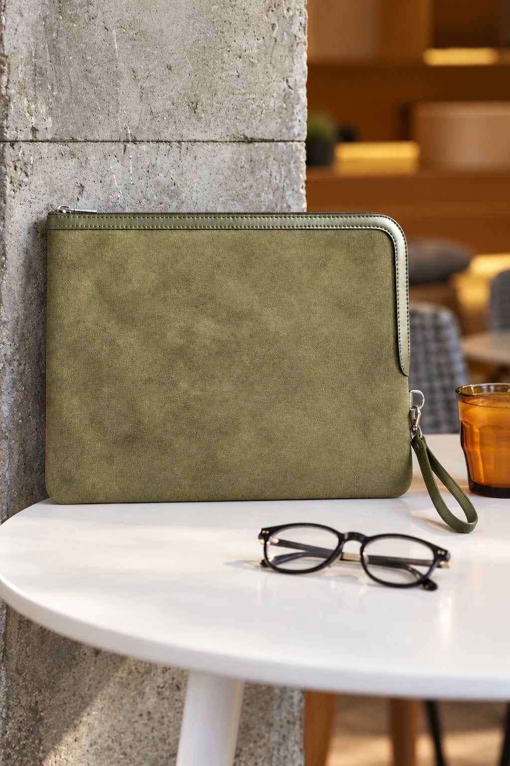 13 İnç Tablet ve Laptop Taşıma Çantası Haki Süet