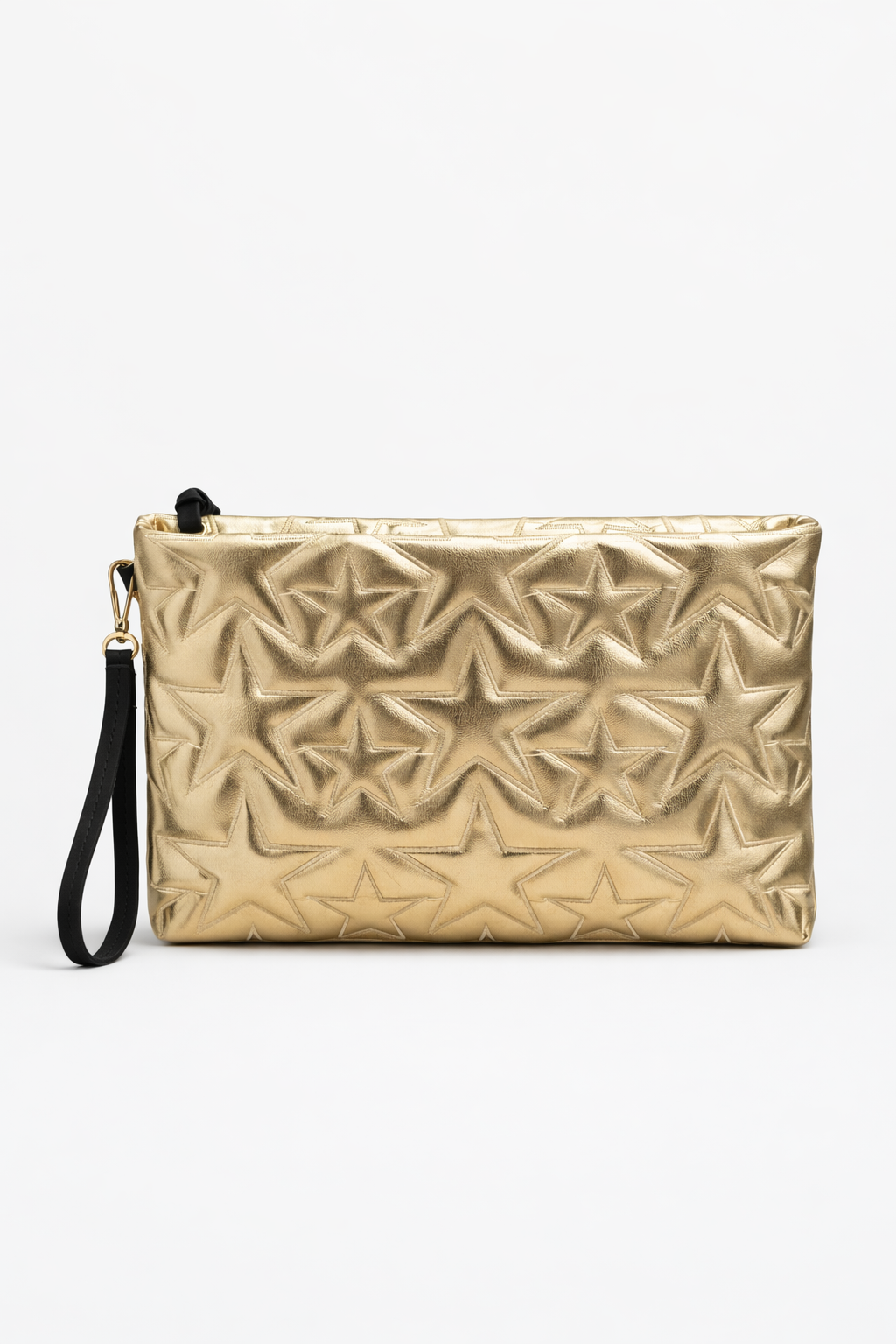 Yıldız Desenli Parlak Kadın El Çantası – Şık Clutch Çanta Altın