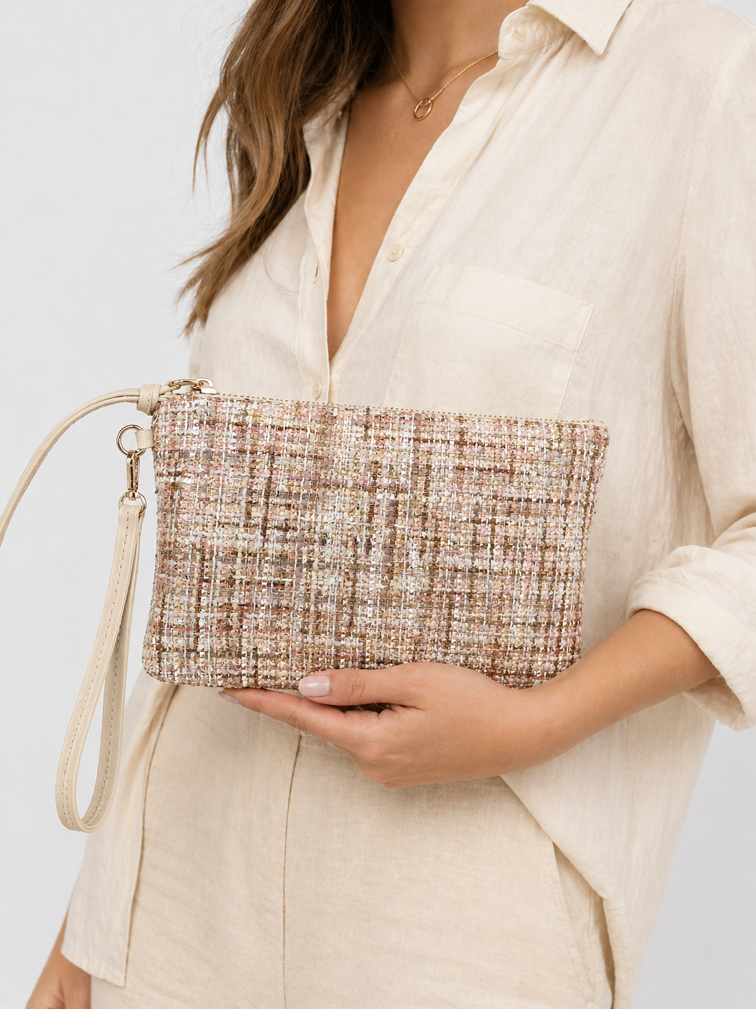 Clutch Çanta Dokuma El Çantası Bilek Askılı Yazlık Portföy Çanta Çok Renkli