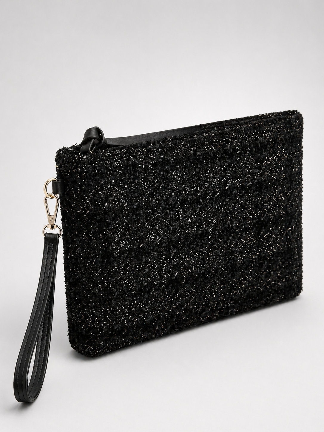 Clutch Çanta Dokuma El Çantası Bilek Askılı Yazlık Portföy Çanta Siyah