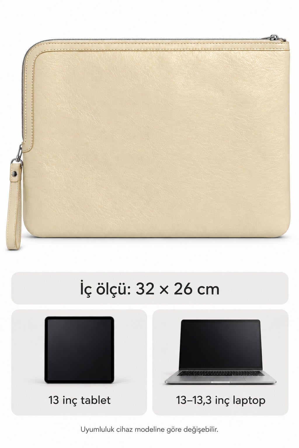 13 İnç Tablet ve Laptop Taşıma Çantası Vizon