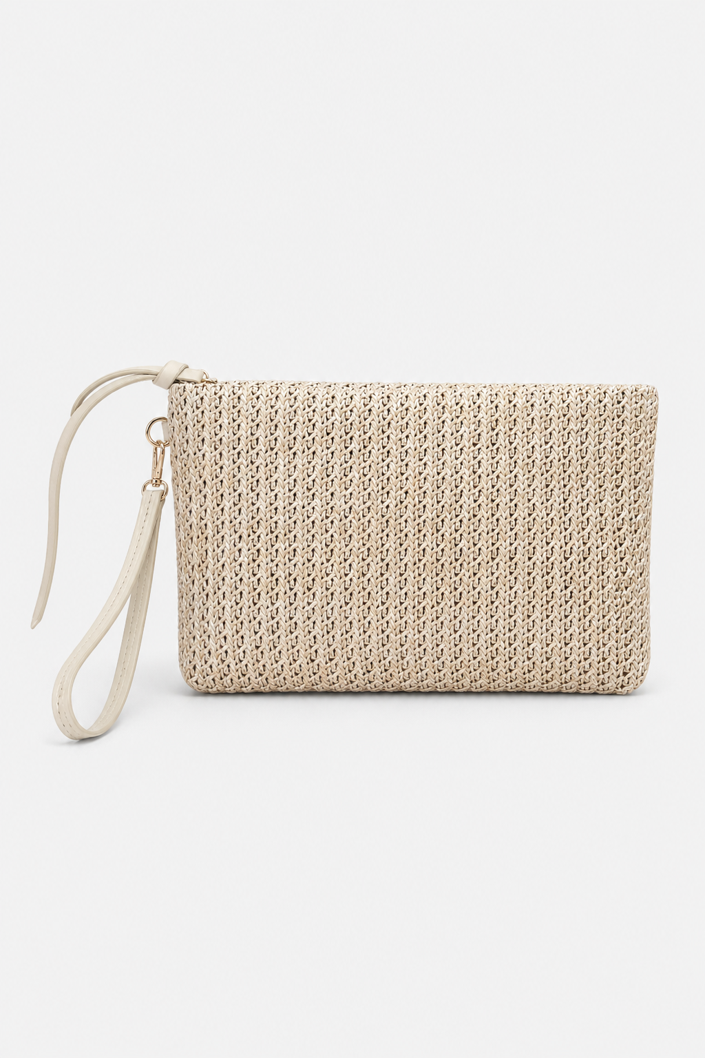 Clutch Çanta Dokuma El Çantası Bilek Askılı Yazlık Portföy Çanta Bej