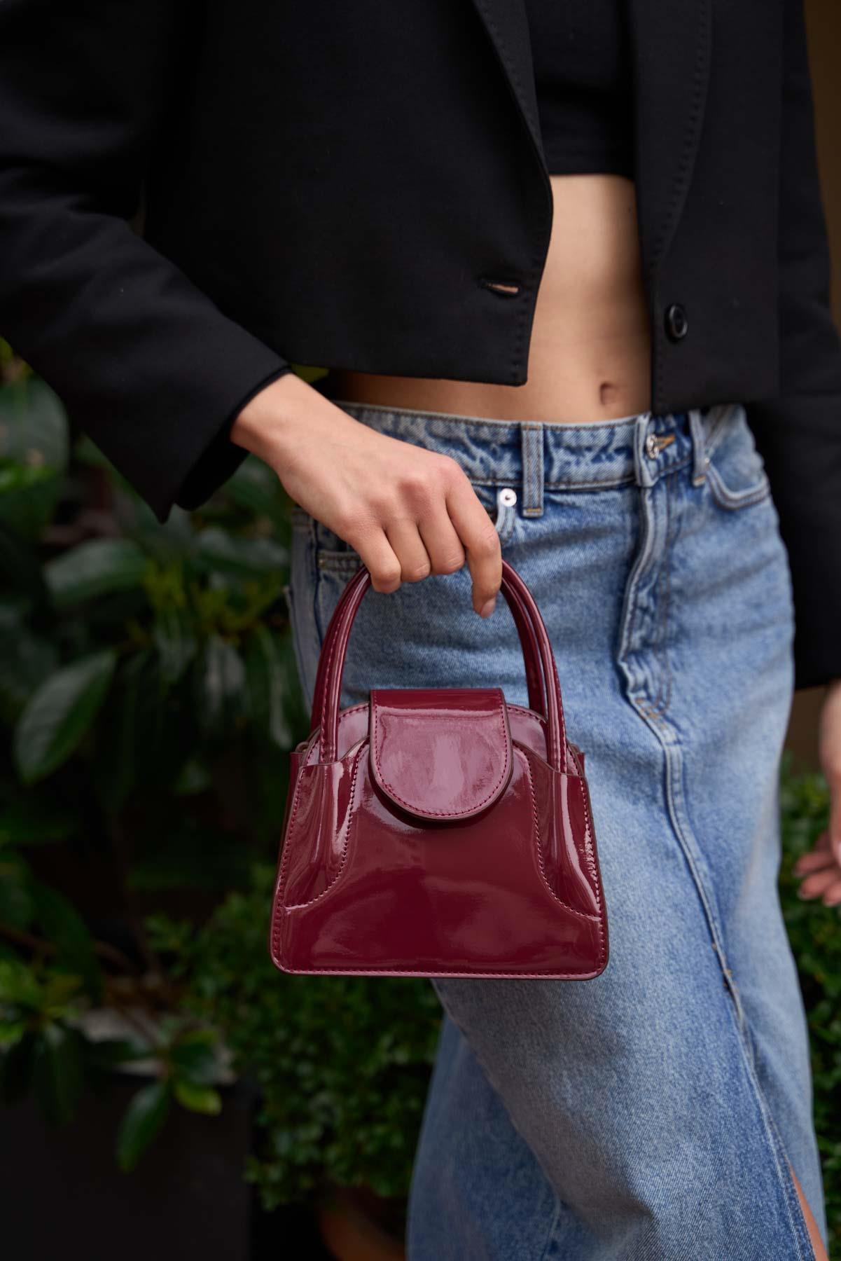 Maja Kapaklı Mini City Kadın Çanta - Bordo Rugan