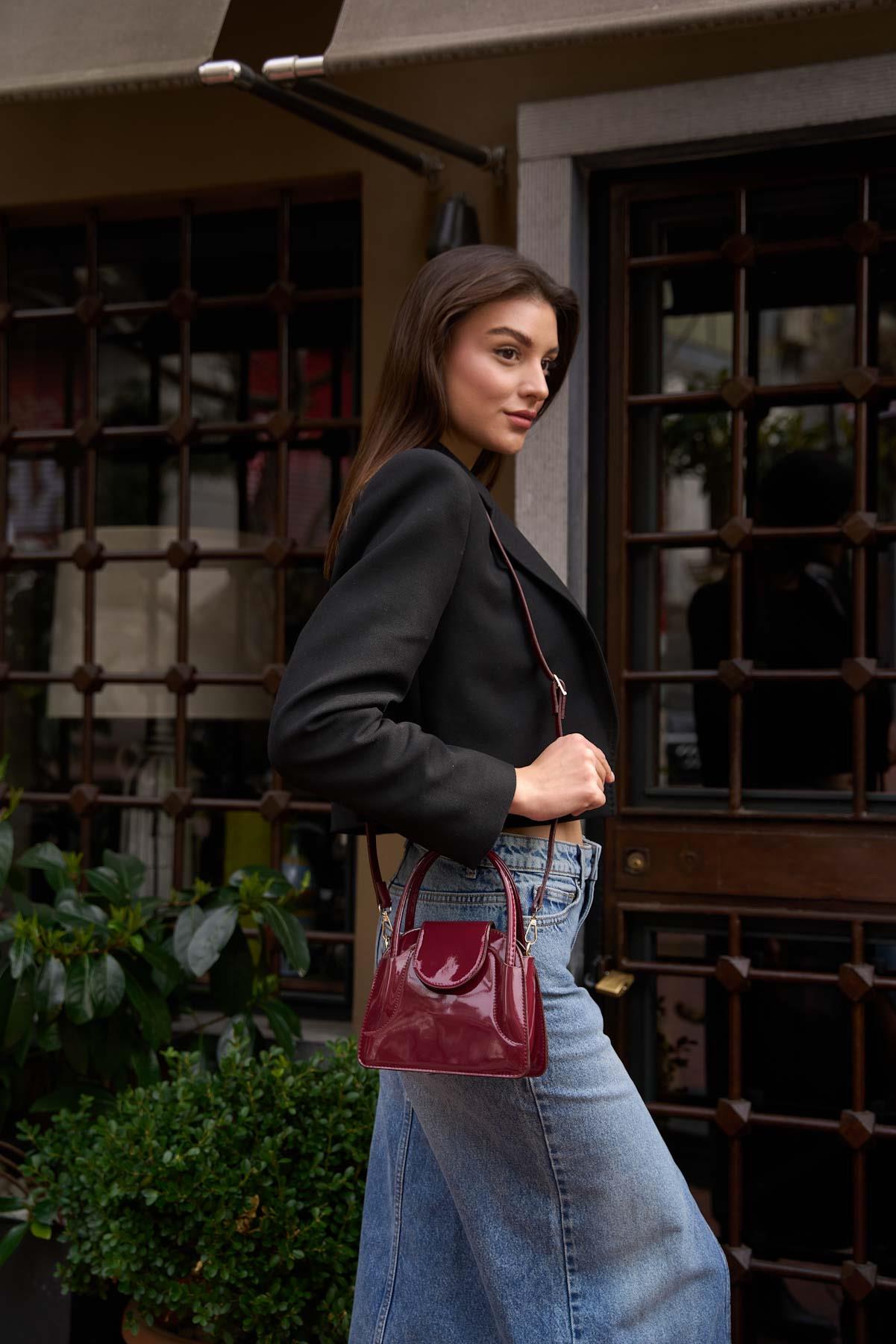 Maja Kapaklı Mini City Kadın Çanta - Bordo Rugan