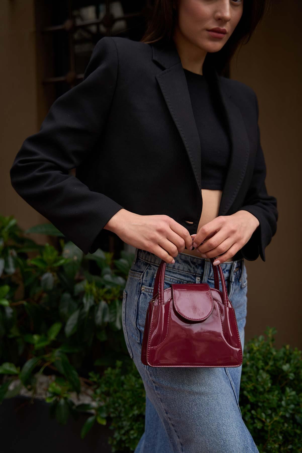 Maja Kapaklı Mini City Kadın Çanta - Bordo Rugan