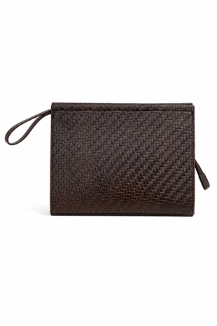 Kadın Portföy Çanta – Şık Tasarım, Günlük & Gece Kullanım Clutch Kahverengi Örgü Desen