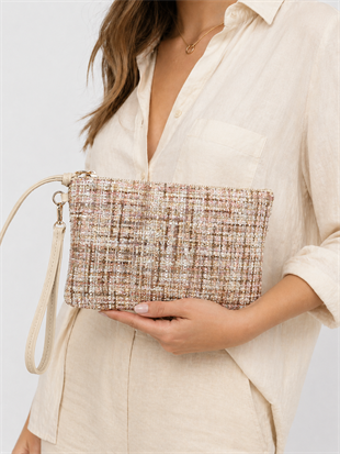Clutch Çanta Dokuma El Çantası Bilek Askılı Yazlık Portföy Çanta Çok Renkli