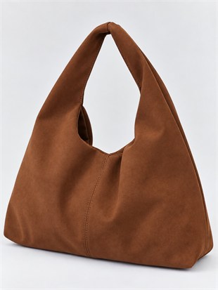 Shopper Omuz Çantası – Yumuşak Form Vintage Model Taba Süet