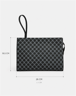 Monogram Desenli El Çantası – Şık & Günlük Kullanım Omuz Çantası Siyah