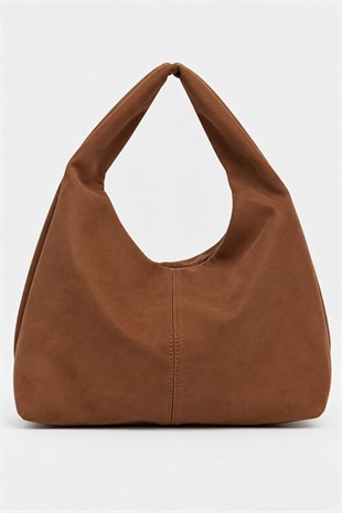 Shopper Omuz Çantası – Yumuşak Form Vintage Model Taba Süet