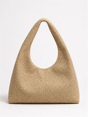 Shopper Omuz Çantası – Yumuşak Form Vintage Model Hasır Görünümlü