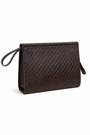 Kadın Portföy Çanta – Şık Tasarım, Günlük & Gece Kullanım Clutch Kahverengi Örgü Desen