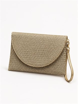 Clutch Çanta Kavis Kapaklı Portföy El Çantası Altın Simli