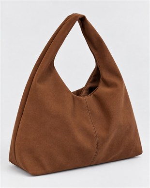 Shopper Omuz Çantası – Yumuşak Form Vintage Model Taba Süet