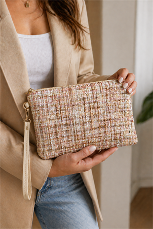 Clutch Çanta Dokuma El Çantası Bilek Askılı Yazlık Portföy Çanta Çok Renkli