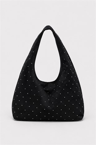 Süet Shopper Yumuşak  Form Omuz Çantası Siyah