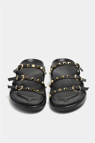 Gold Zımba Detaylı Trend Terlik Siyah