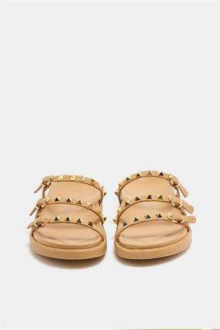 Gold Zımba Detaylı Trend Terlik Vizon