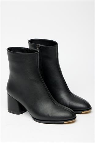 Kadın Siyah Topuklu Bot & Bootie – Fermuarlı Şık Günlük Sezon Modeli