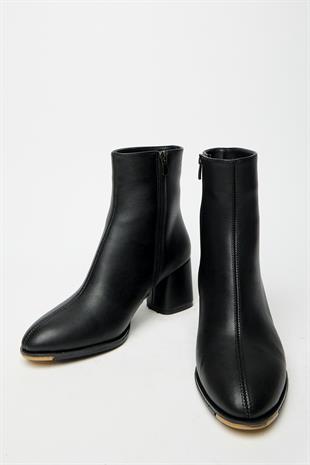 Kadın Siyah Topuklu Bot & Bootie – Fermuarlı Şık Günlük Sezon Modeli