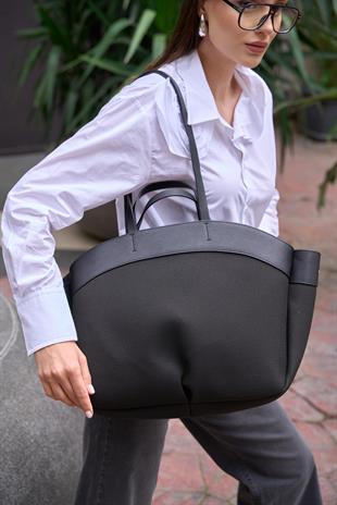Kontrast Tote Çanta Siyah
