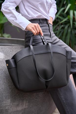 Kontrast Tote Çanta Siyah