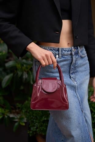 Maja Kapaklı Mini City Kadın Çanta - Bordo Rugan