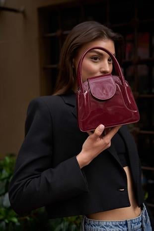 Maja Kapaklı Mini City Kadın Çanta - Bordo Rugan