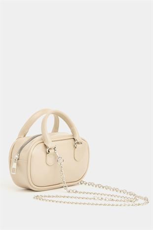Mini Çapraz Askılı Retro Çanta Krem