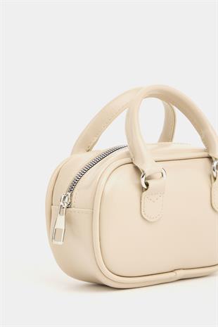Mini Çapraz Askılı Retro Çanta Krem