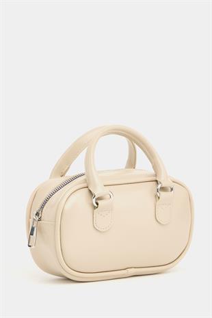 Mini Çapraz Askılı Retro Çanta Krem