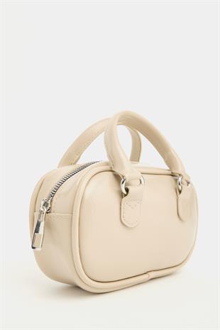 Mini Çapraz Askılı Retro Çanta Krem