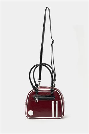 Retro Bowling El ve Omuz Çanta Bordo