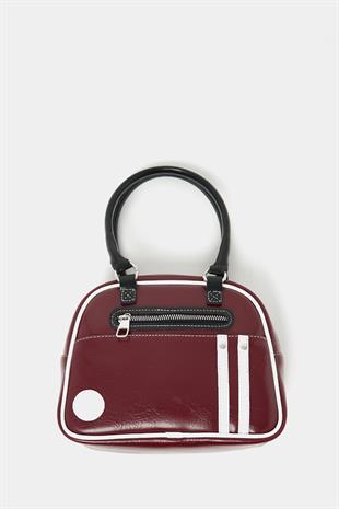 Retro Bowling El ve Omuz Çanta Bordo