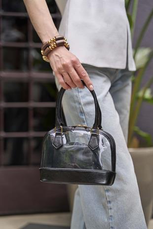 Şeffaf Mini El ve Omuz  Çantası Siyah