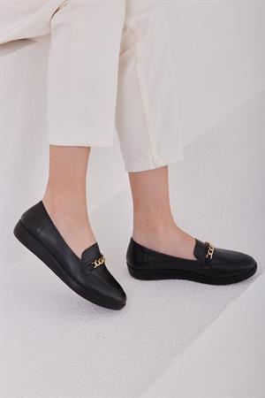 Zincir Detaylı Babet Siyah