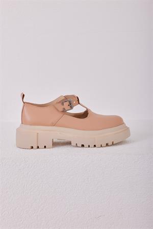 Kemerli Kalın Tabanlı Günlük Ayakkabı Vizon