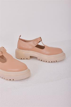 Kemerli Kalın Tabanlı Günlük Ayakkabı Vizon