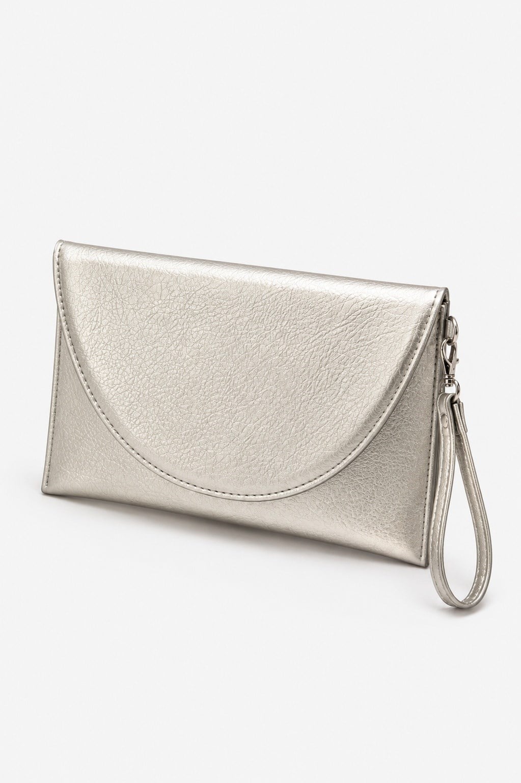 Clutch Çanta Kavis Kapaklı Portföy El Çantası Gümüş