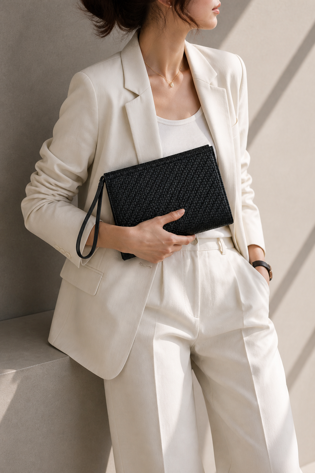 Kadın Portföy Çanta – Şık Tasarım, Günlük & Gece Kullanım Clutch Siyah Örgü Desen