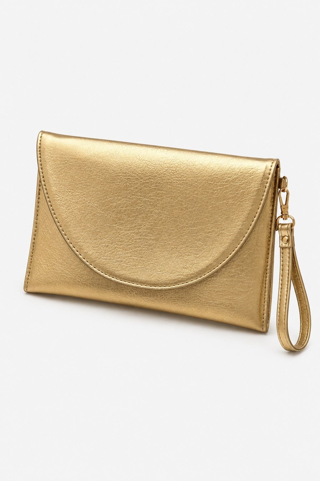 Clutch Çanta Kavis Kapaklı Portföy El Çantası Altın