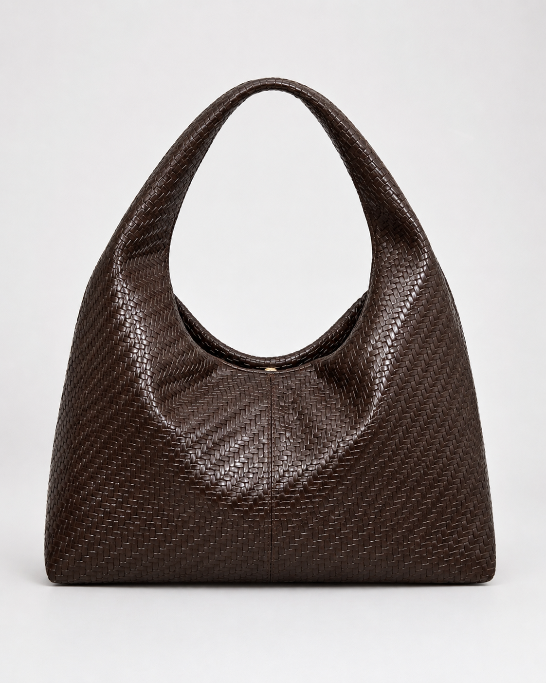 Shopper Omuz Çantası – Yumuşak Form Vintage Model Kahverengi Örgü Desen