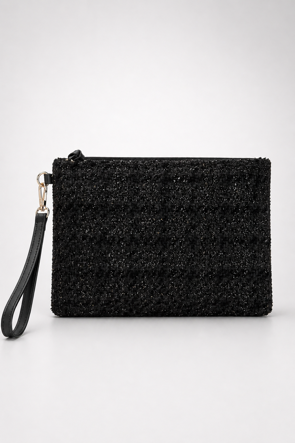 Clutch Çanta Dokuma El Çantası Bilek Askılı Yazlık Portföy Çanta Siyah