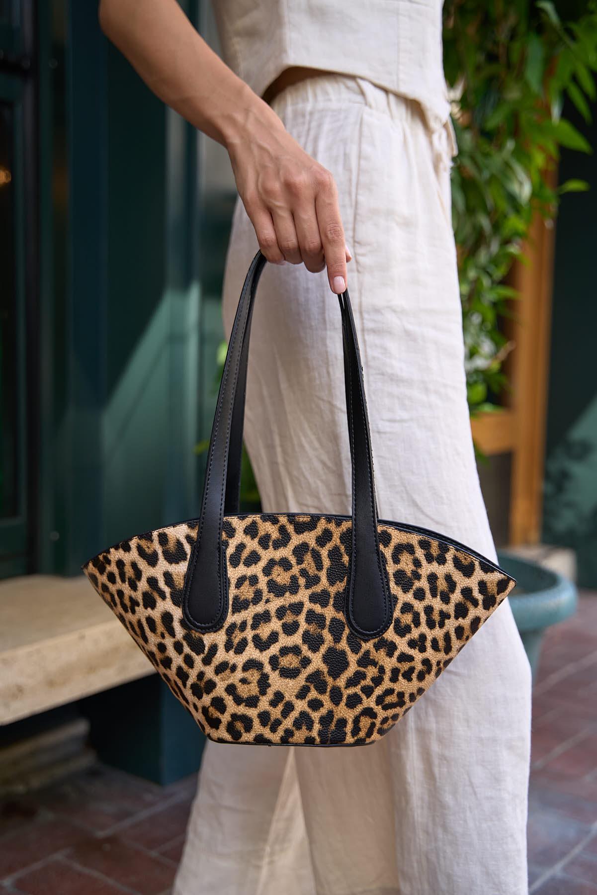 Deri Görünümlü Shopper Çanta Leopar