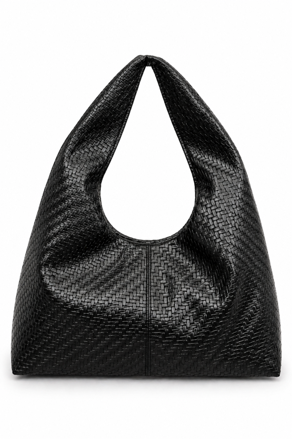 Shopper Omuz Çantası – Yumuşak Form Vintage Model Siyah Örgü Desen