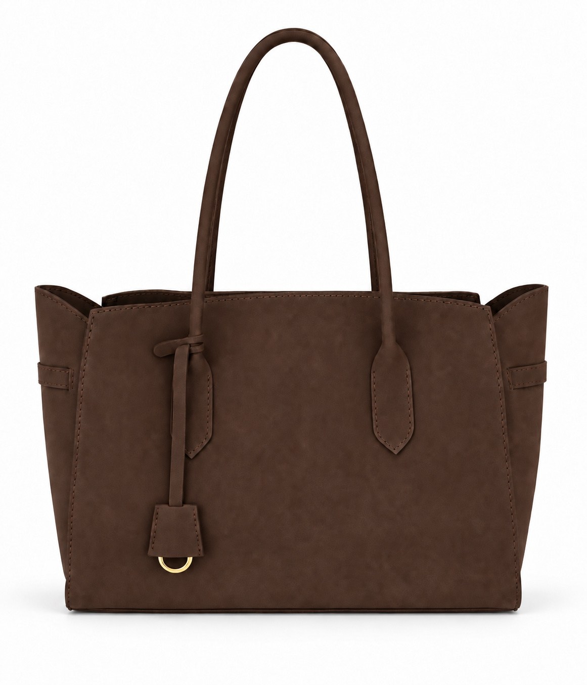 Fermuarlı İç Bölmeli Omuz Çantası Shopper Model Kahverengi Süet