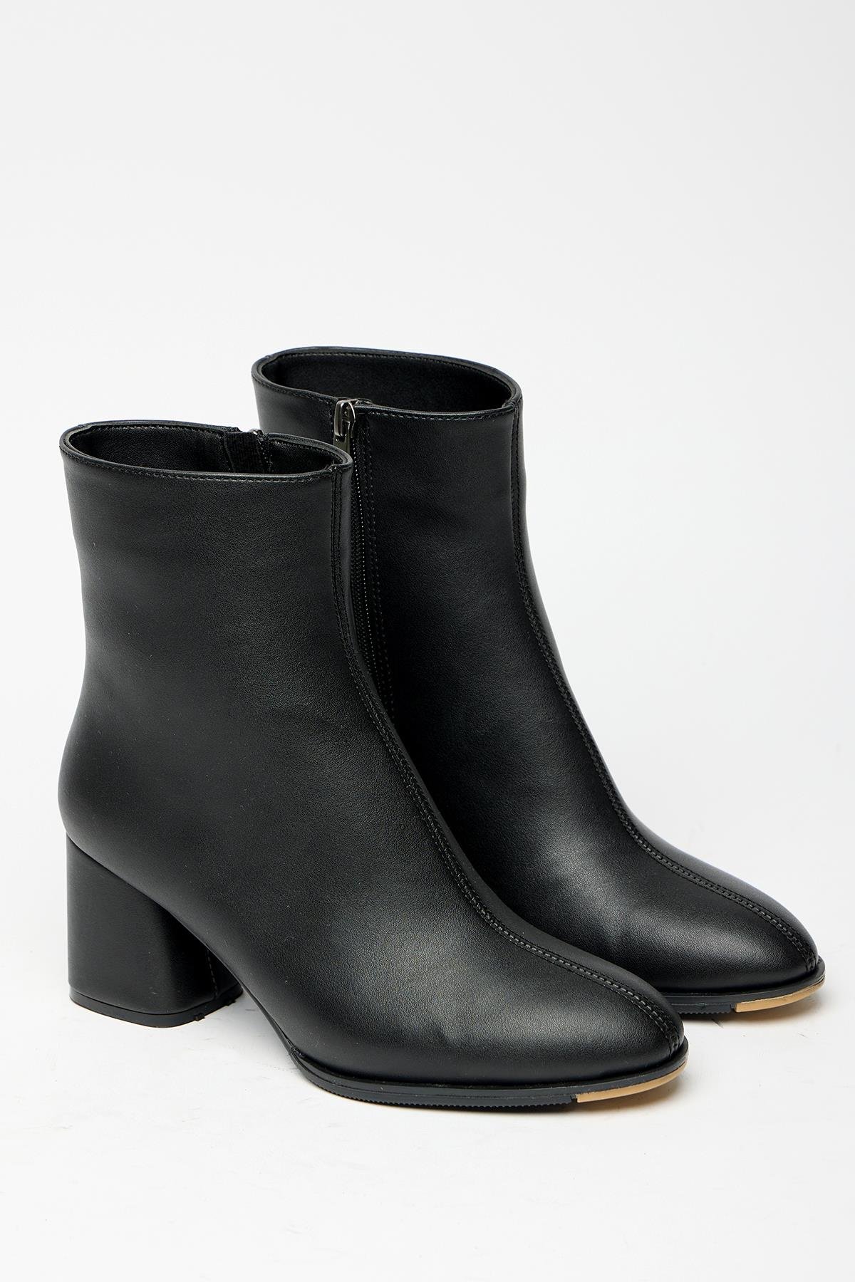 Kadın Siyah Topuklu Bot & Bootie – Fermuarlı Şık Günlük Sezon Modeli
