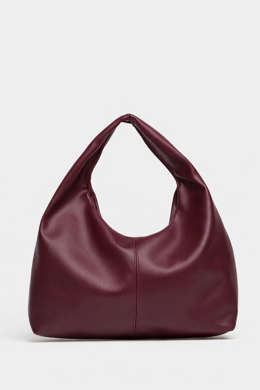 Shopper Omuz Çantası – Yumuşak Form Vintage Model Bordo