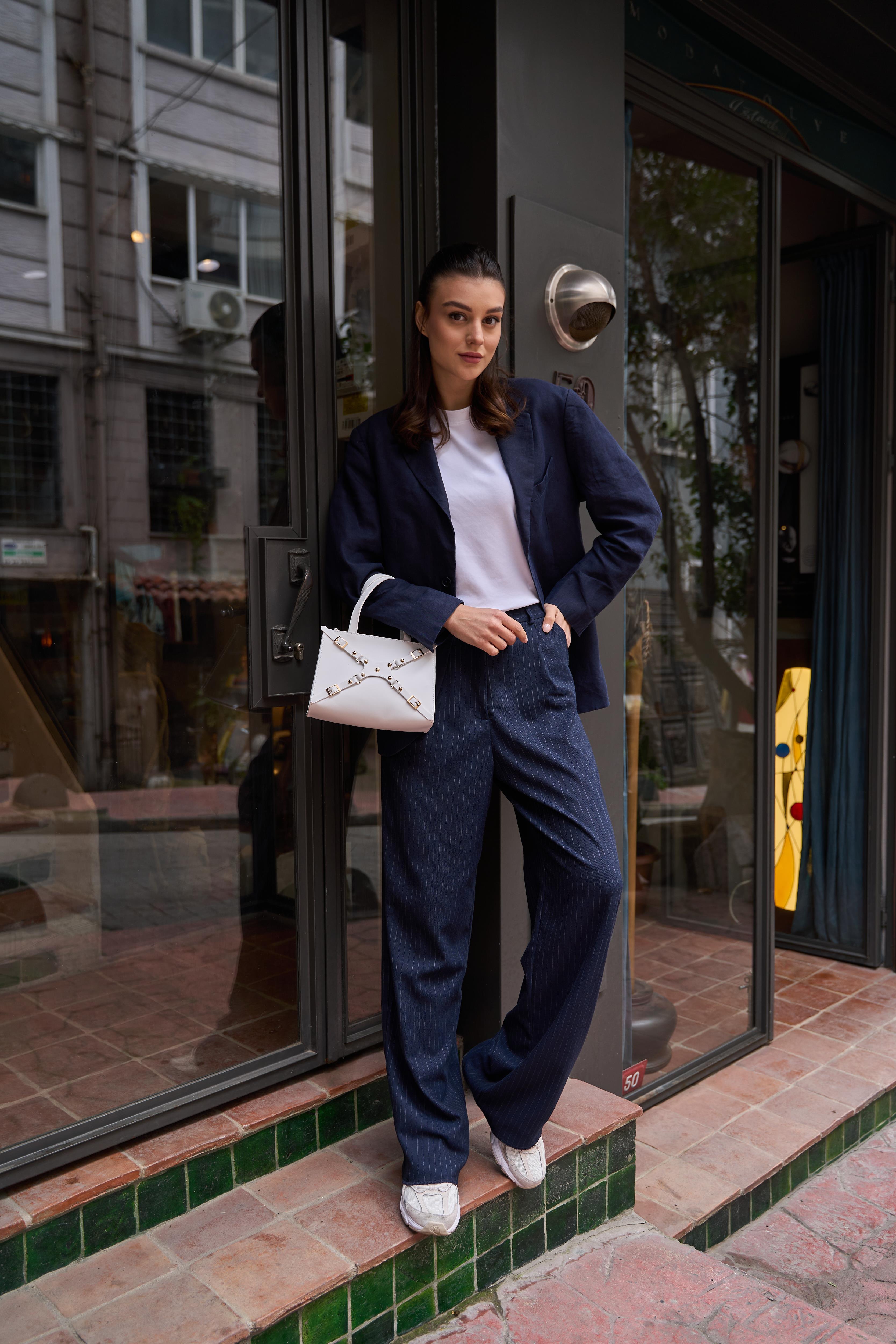 Zımbalı Mini Tote El Ve Omuz Çantası Beyaz