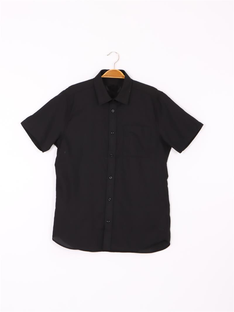 Cepli Pamuklu Gömlek (Siyah)